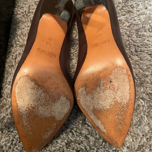Brown Leather Coach Heels size 8.5 - Picture 2 of 5